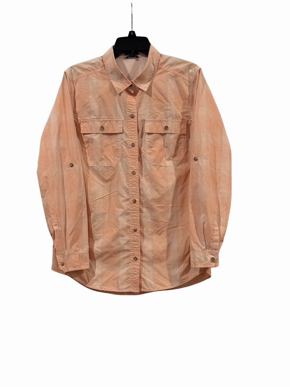 Eddie Bauer Womens L Peach Ripstop Long Sleeve Hiking Button Down Shirt
